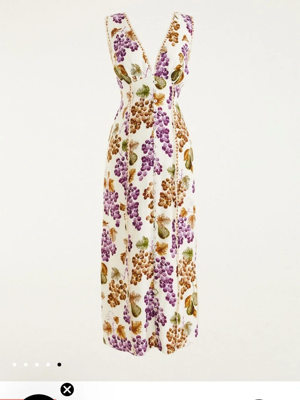 FARM Rio White Midi Dress with Purple & Brown Grape Print Brand new with tags - Picture 1 of 11